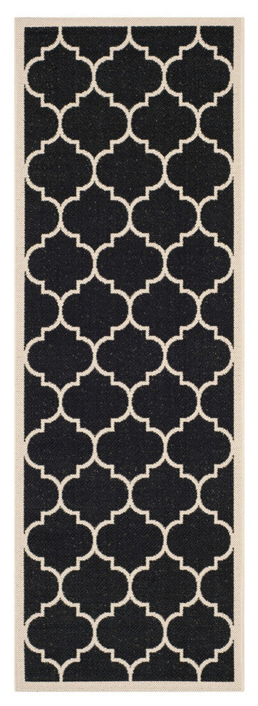 Safavieh Courtyard Cy6914-266 Black, Beige Area Rug, 2'3" X 10'0"