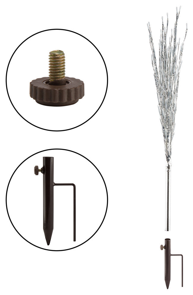 39"H Indoor/Outdoor Metallic Tree Stake Holiday Decoration with White LED Lights