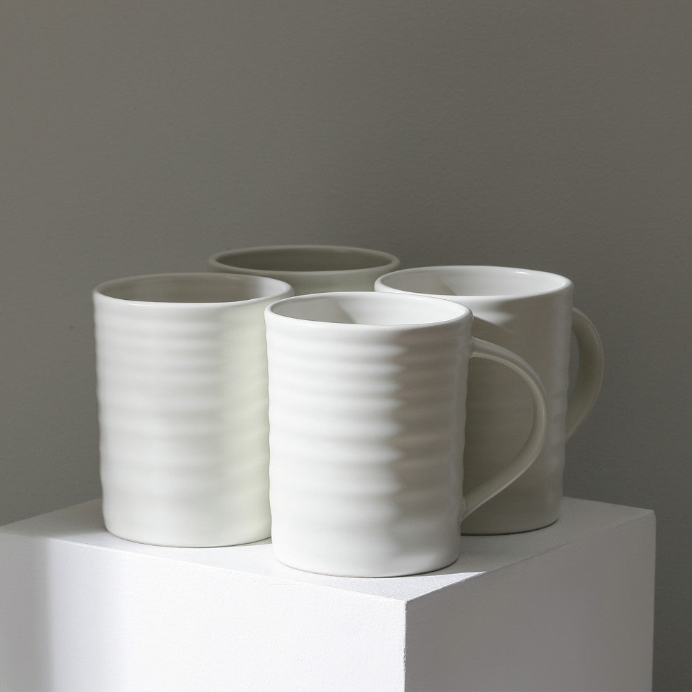 Stone Lain Orbit Stoneware 16-Piece Dinnerware Set, With Mugs, White