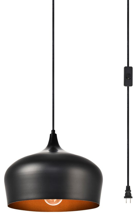 Nina 1-Light Black Plug-In Pendant