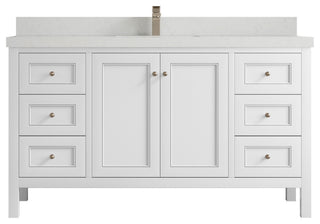 Nashville 60" Single Bathroom Vanity, White 2" Carrara Quartz