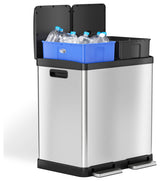 iTouchless SoftStep 16 Gallon Stainless Steel Recycle & Trash Can + Odor Filter