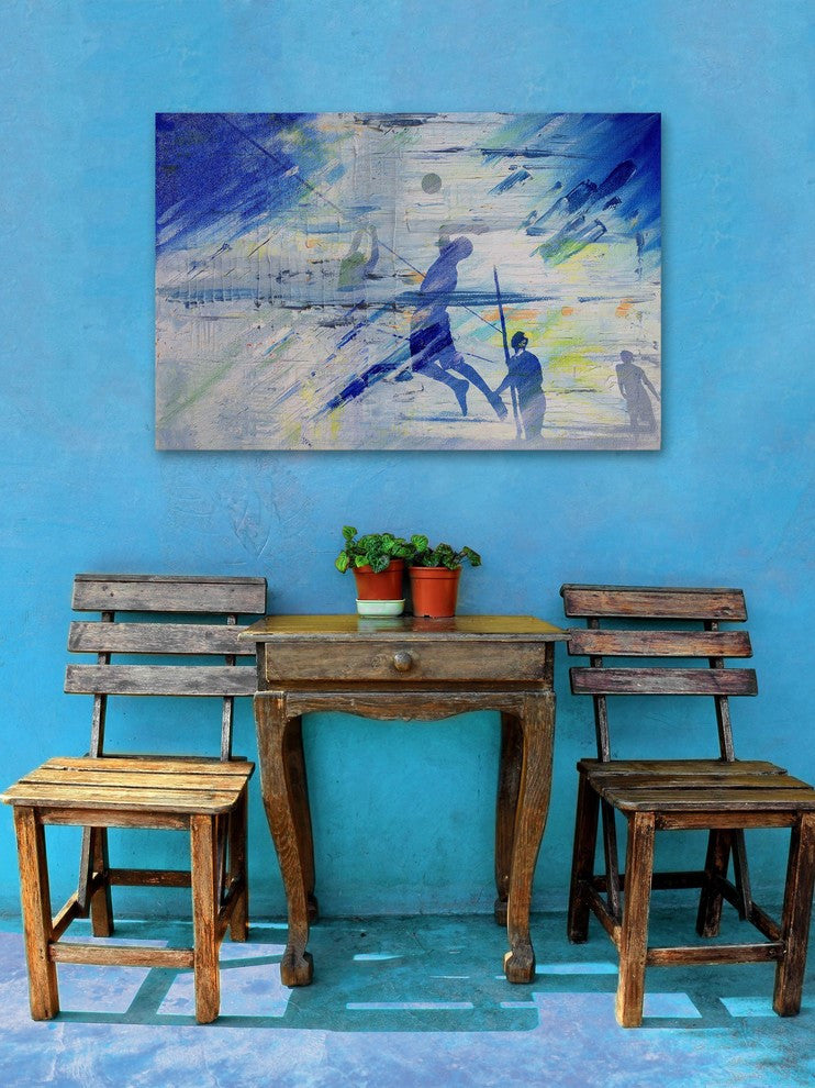 "Beach Volleyball" Painting Print on Wrapped Canvas, 18"x12"