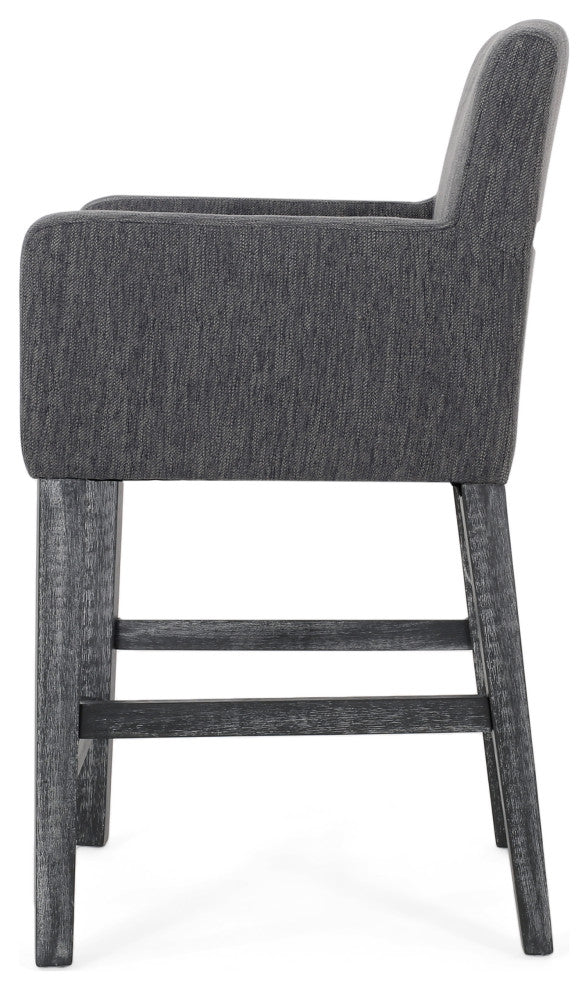 Chaparral Contemporary Fabric Upholstered Wood 26" Counter Stools, Set of 2, Charcoal/Gray