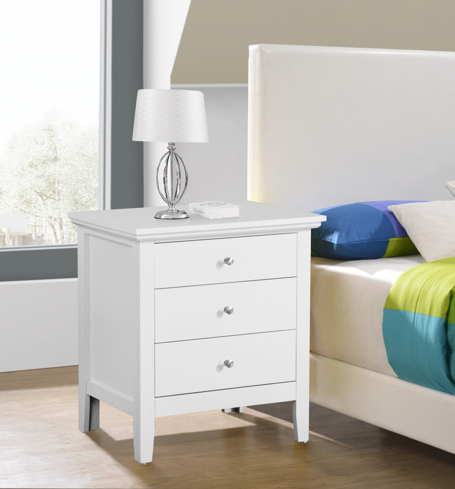 Whitley 3-Drawer Nightstand, White