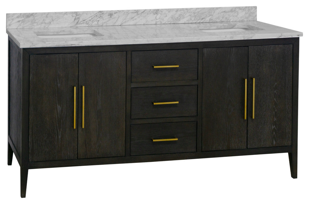 Parisian 72" Bathroom Vanity, Dark Oak, Carrara Marble