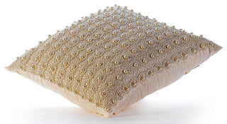 Ivory Decorative Pillow Covers 24"x24" Silk, Pearl Bed