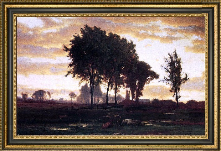 George Inness Landscape-sunset Framed Premium Canvas Print, 18"x27"
