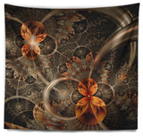 Dark Orange Symmetrical Flower Abstract Wall Tapestry, 60"x50"