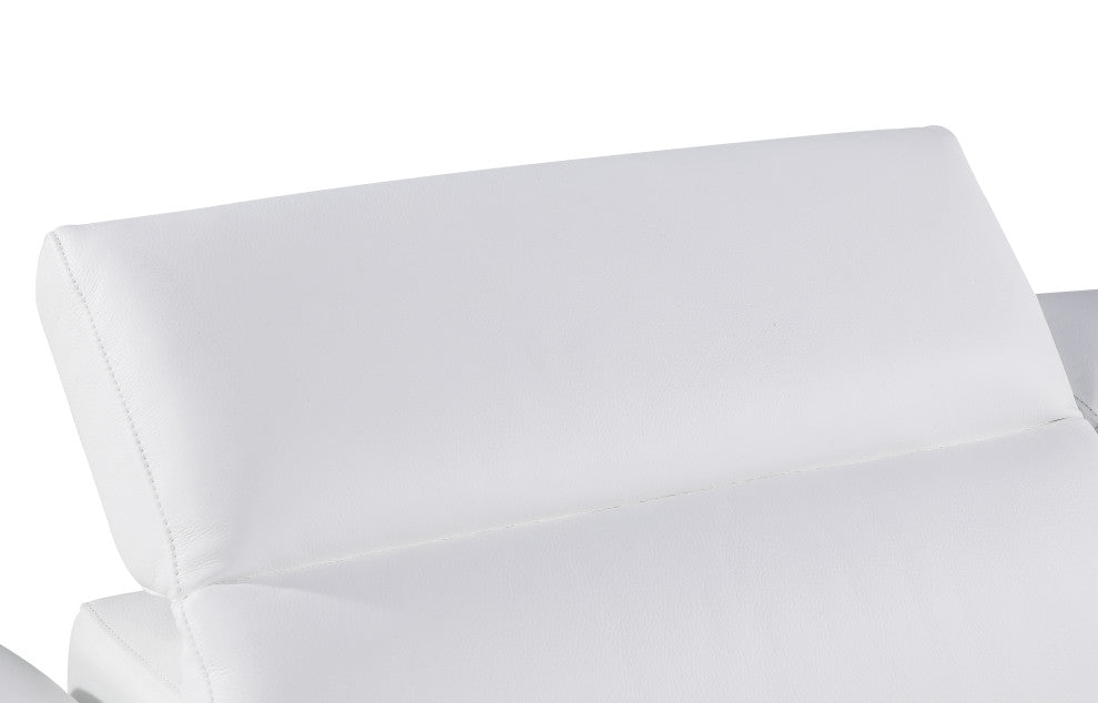 Augusto Top Grain Power Reclining Italian Leather Sofa, White