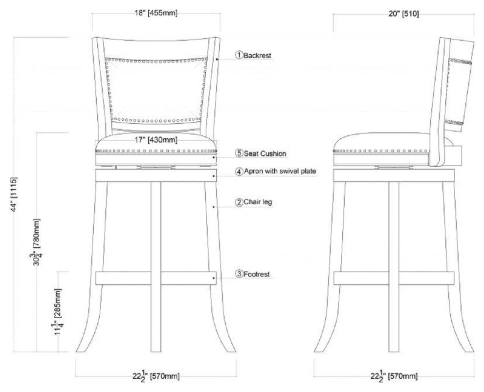Bristol Swivel Stool, 29" Bar Height Stool, Black
