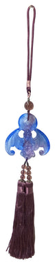 Liuli Crystal Glass Fengshui Fortune Blue Purple Bat Gift Decor Tassel Hws1357