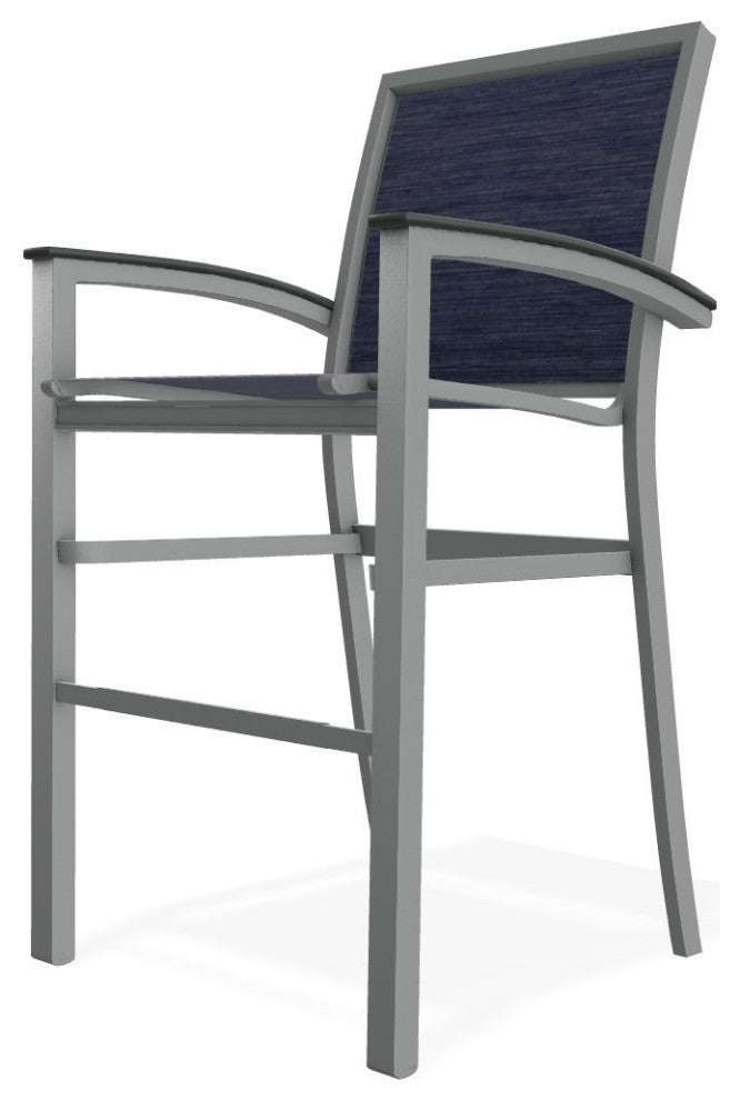 Bazza Sling Bar Height Stackable Outdoor Stool, Collect Indigo/Graphite