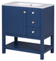 30 Inch Transitional Style Bathroom Vanity Cabinet Combo with Ceramic Sink, Blue