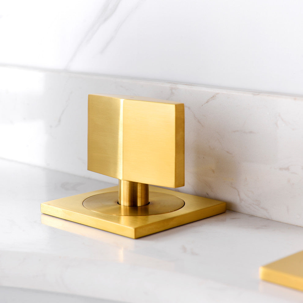 Luxier WSP05-T 2-Handle Widespread Bathroom Faucet with Drain, Brushed Gold