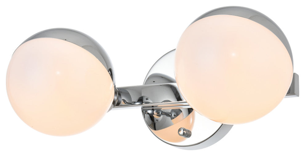 2 Light Chrome And Frosted White Bath Sconce
