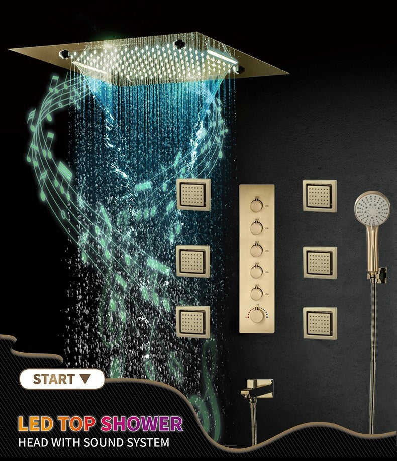 Remote Controlled Rainfall Led Shower System, Style 3 Phone Control Light