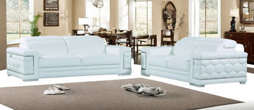 2-Piece Indoor White Italian Leather Five Person Seating Set
