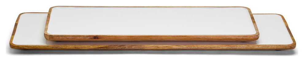 Two''s Company Grazing Soiree Hand-Crafted Set of 2 Long Rectangular Serving Tray