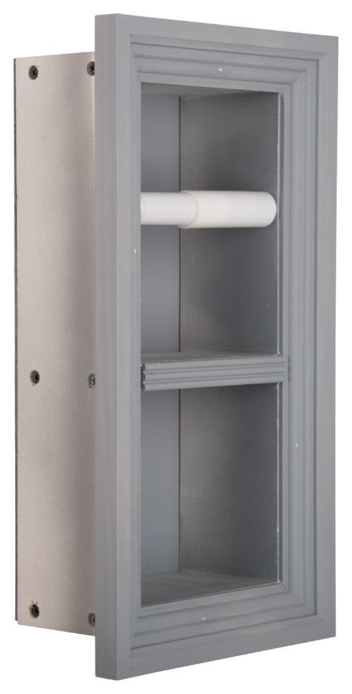 Bayshore Recessed Solid Wood Double Toilet Paper Holder 7 x 14.5, Primed Gray