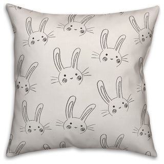 Sketch Bunny Pattern 18x18 Throw Pillow
