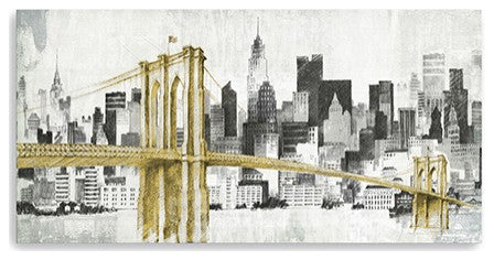 40" NYC Golden Bridge Skyline Canvas Wall Art