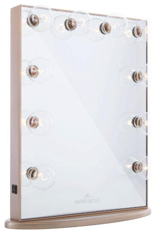 Hollywood Glow Vanity Mirror, Champagne Gold, Clear Led Globe Bulbs