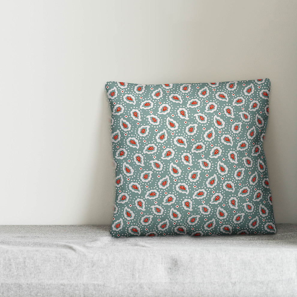 Paisely Pattern, Blue Throw Pillow, 18"x18"