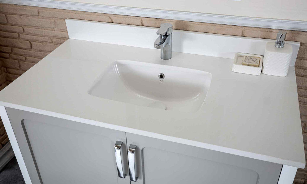 Florin Collection 42" Bathroom Vanity With Sink, Mirror, Countertop, Gray