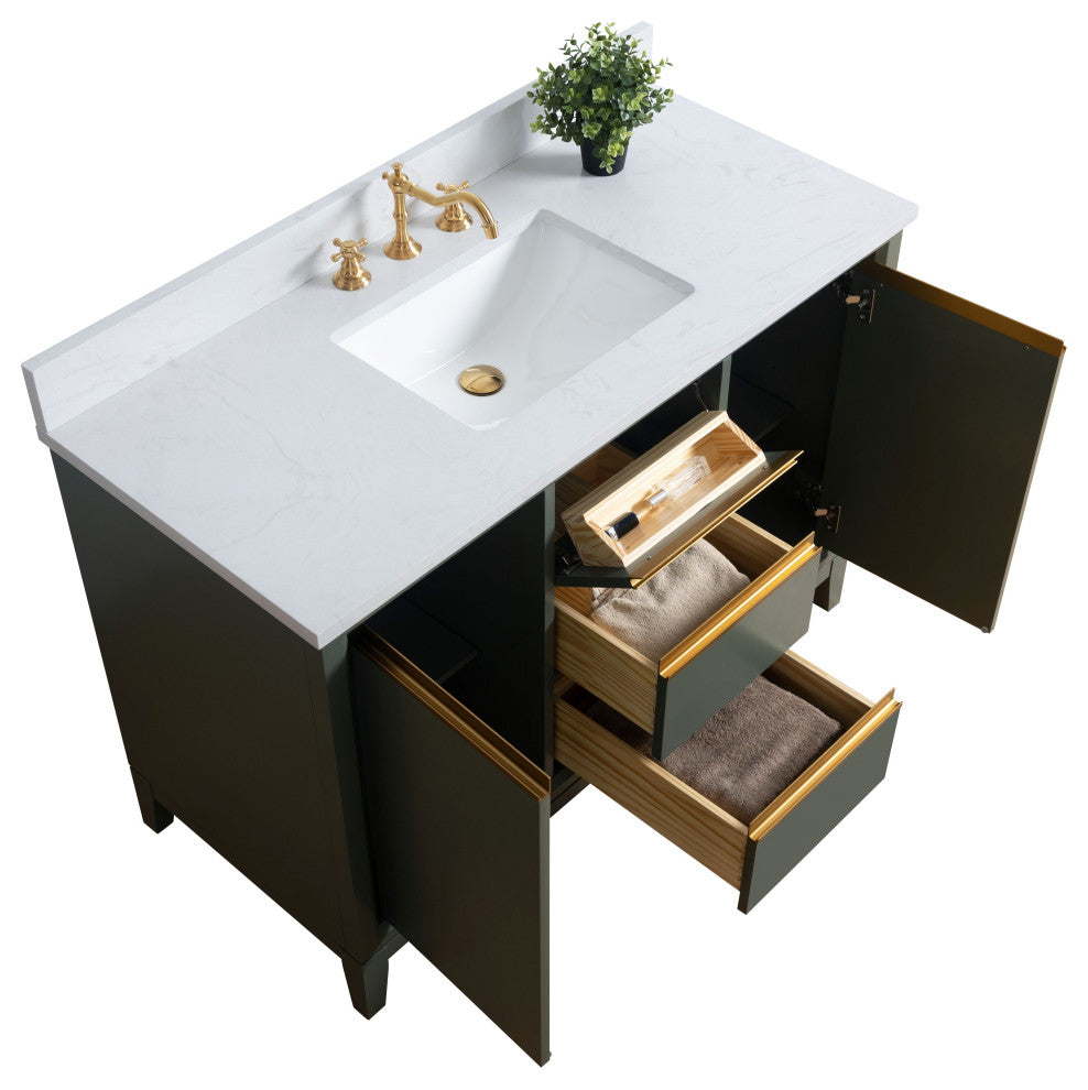Vanity Art Bathroom Vanity With Sink, Vintage Green, 48" Single