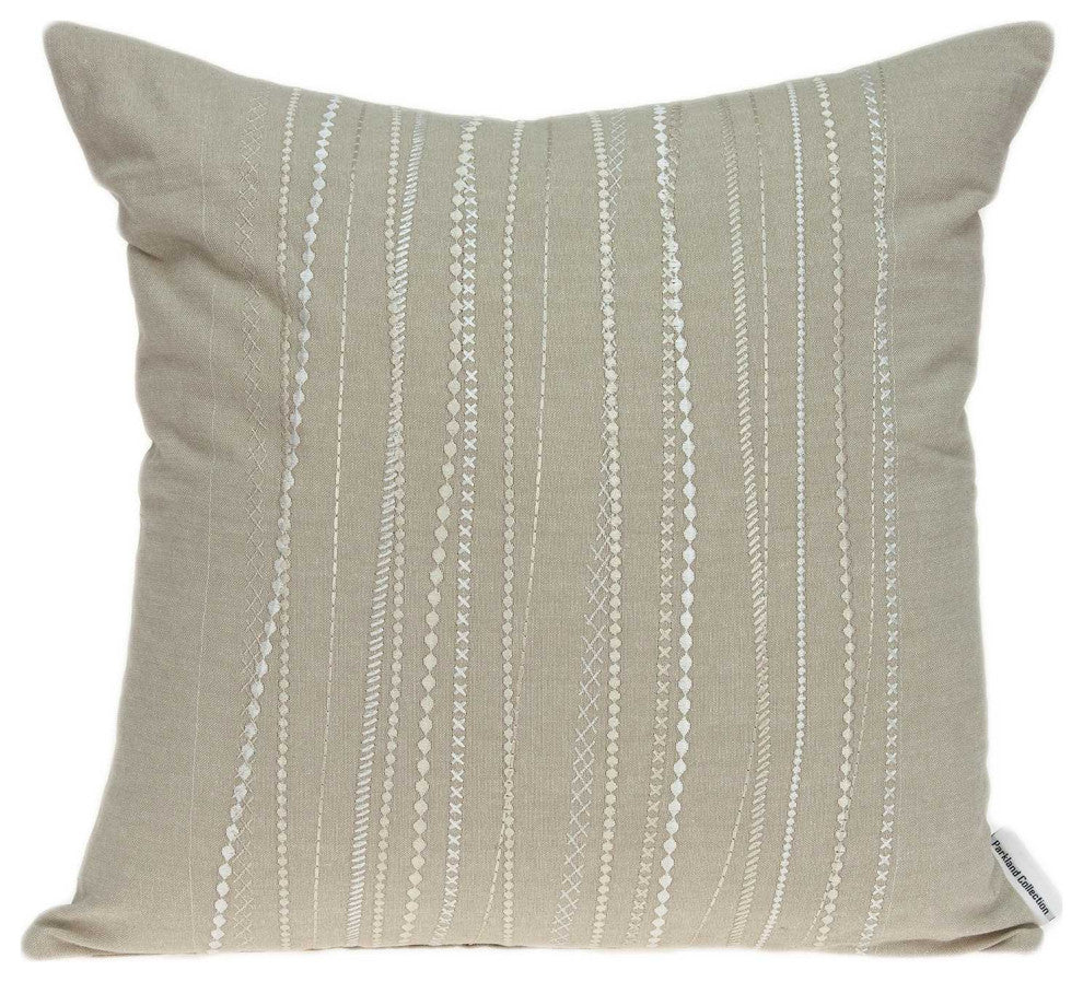 20" X 7" X 20" Cool Transitional Beige Pillow Cover With Down Insert