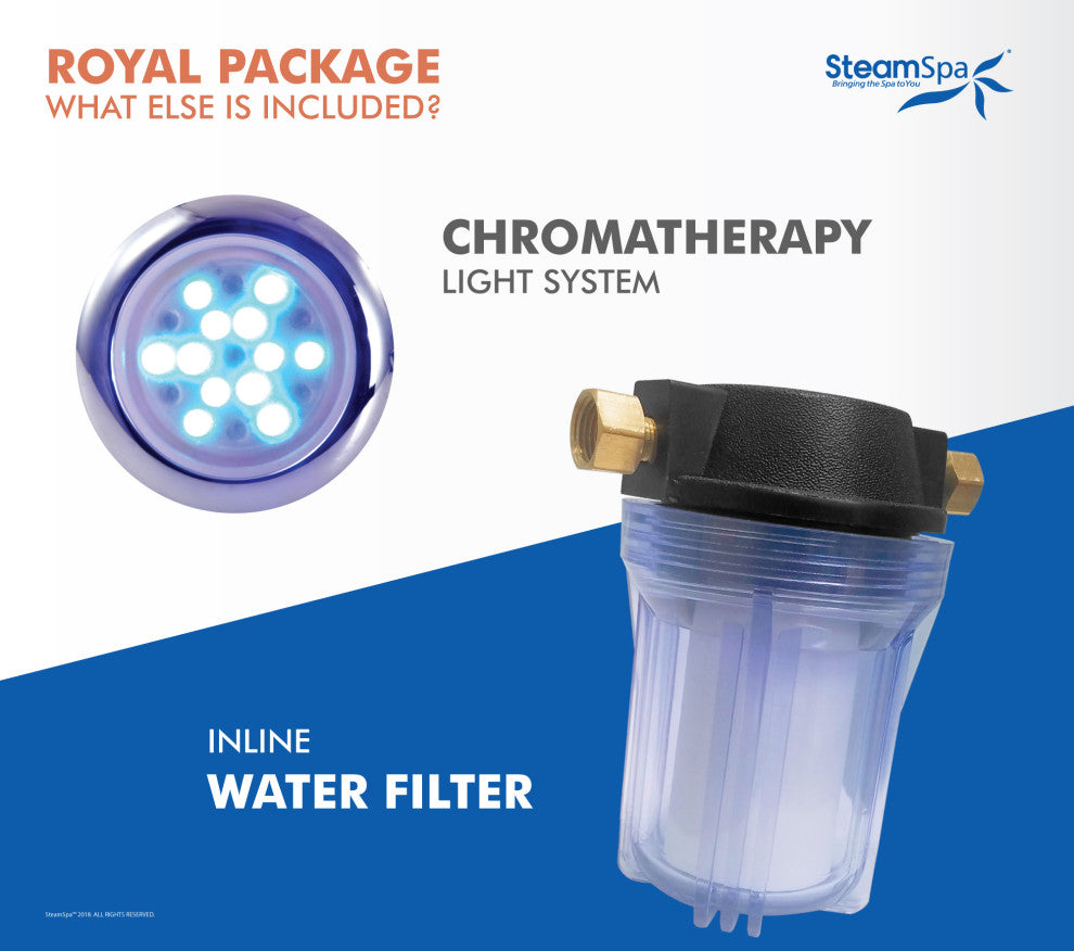 Royal 6 Kw Steam Bath Generator Package With Built-In Auto Drain, Brushed Nickel