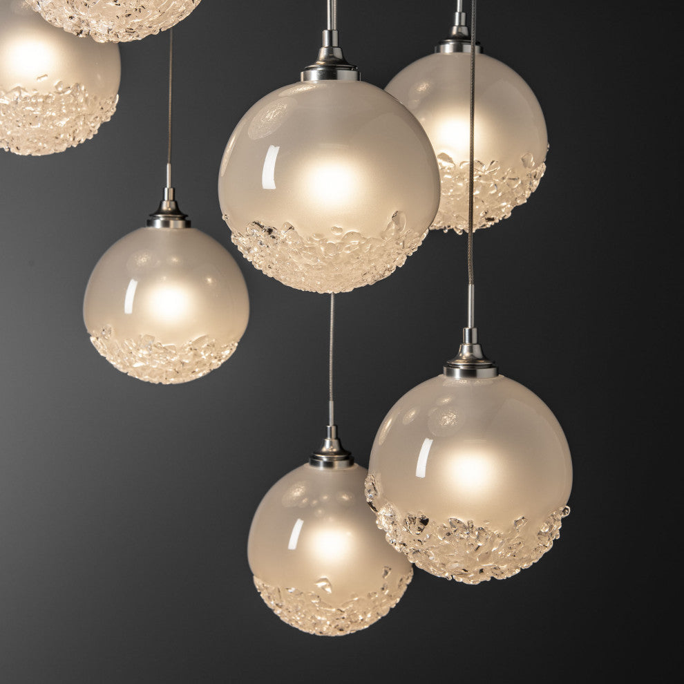 Fritz Globe 9-Light Pendant - Sterling - Frosted Glass - Standard