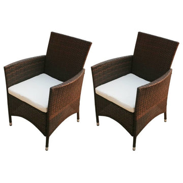 vidaXL Garden Chair Set of 2 Brown, Cream White