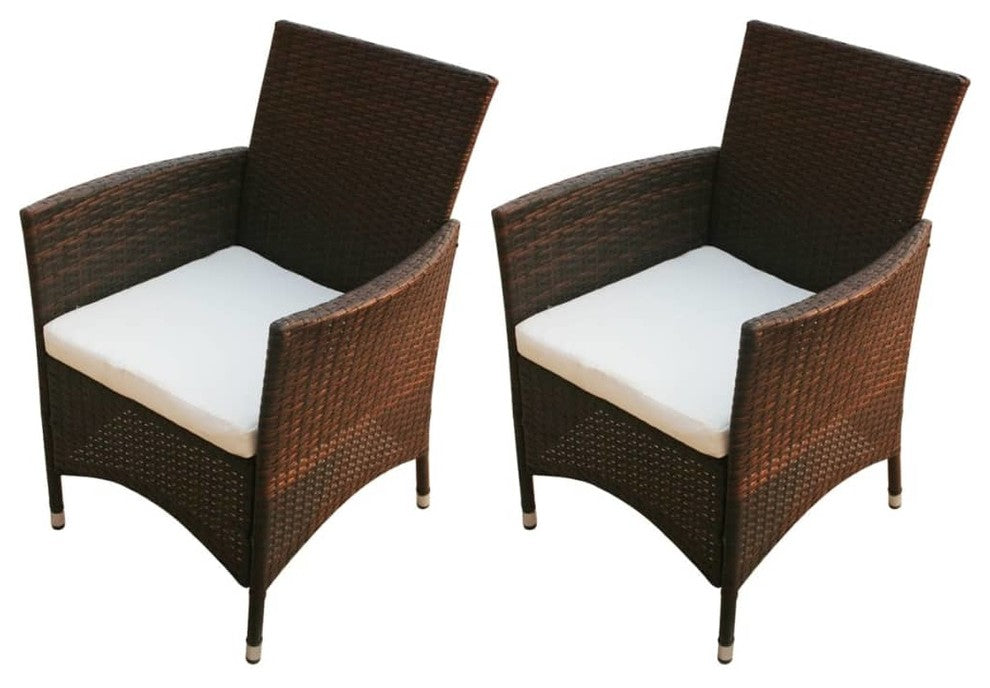 vidaXL Garden Chair Set of 2 Brown, Cream White