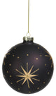 4" Gold and Black Star Design Ball Ornaments, Set of 6