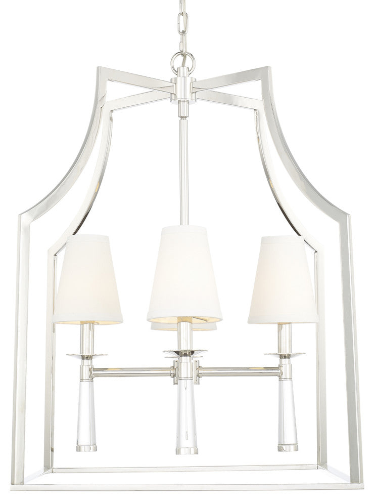 Crystorama Baxter 4-Light Oil Rubbed Bronze Chandelier, Polished Nickel