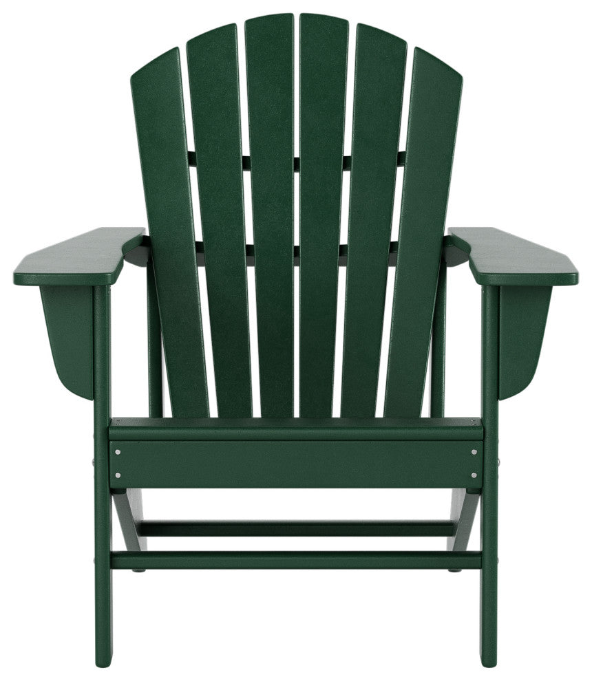 WestinTrends 2PC Outdoor Adirondack Poly Lumber Patio Chair, Side Table Set, Dark Green