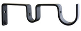 Double Bracket for Curtain Rod, 1" and 5/8", Black