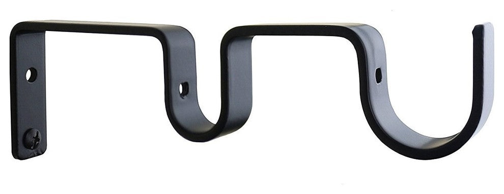 Double Bracket for Curtain Rod, 1" and 5/8", Black