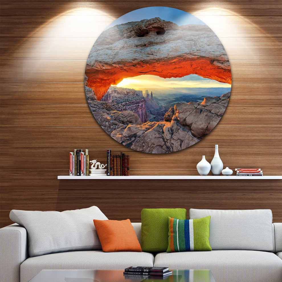 Sunrise At Mesa Arch In Canyon Lands, Flower Round Wall Art, 11"