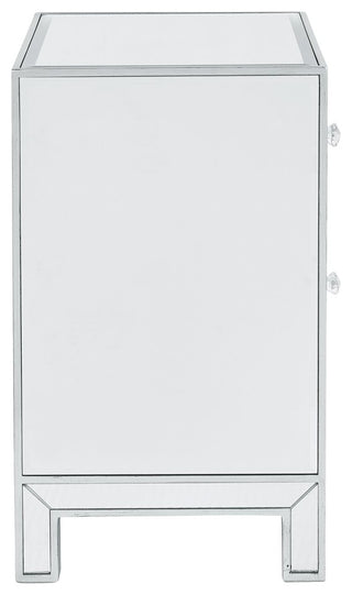 Elegant Decor Reflexion 1 Door Mirrored Nightstand in Antique Silver