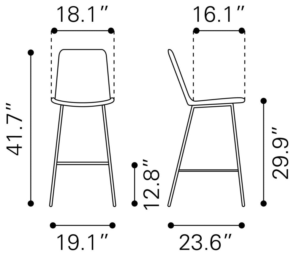 Bar Stool Chair Barstool, Set of 2, Steel Metal, Natural, Black, Outdoor Patio