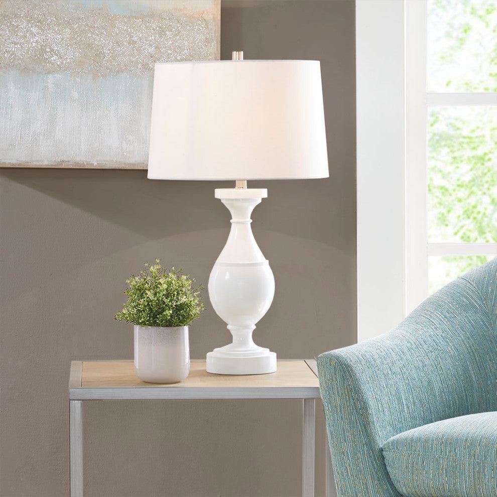 Hampton Hill Blythe Glossy White Resin Table Lamp