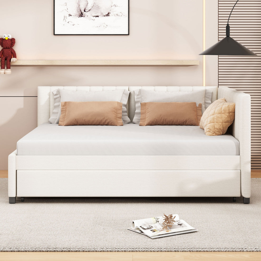 Gewnee Full Size Upholstered Daybed with Trundle