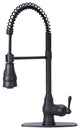 Copper Pre-Rinse Spring Kitchen Faucet with Pull Down Sprayer, Oil Rubbed Bronze