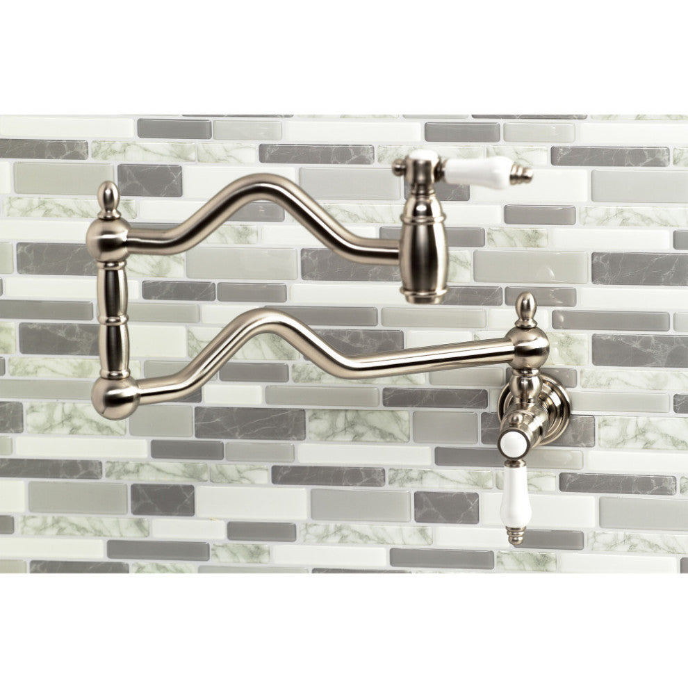 Kingston Brass KS2108BPL Bel Air Wall Mount Pot Filler, Brushed Nickel