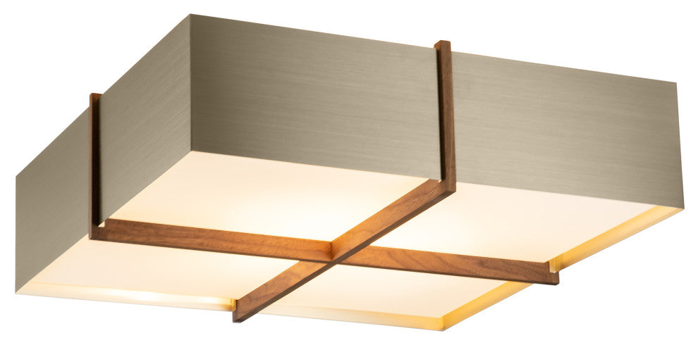 Veram Flushmount LED, Walnut, Distressed Brass, 18, 2700k