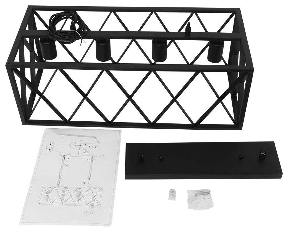 Modern 4-Light Rectangular Chandelier