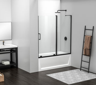 Home Living 60X60 Frameless Sliding Tub Door, Matte Black